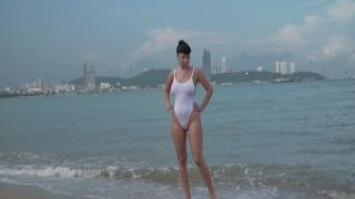 Naughty Lada - White one-piece transparent when wet swimsuit