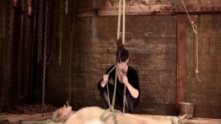 Blonde lesbian caned on hogtie