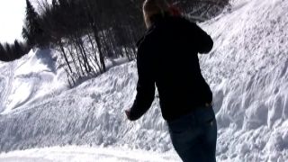 Hot stepmom shows tits and pees in snow